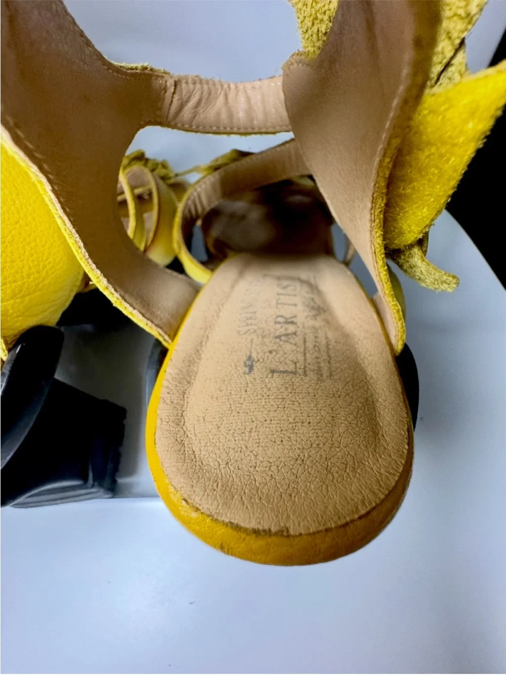 L’Artiste Shelly Yellow Floral Leather Platform Heels EU 41 9.5-10
